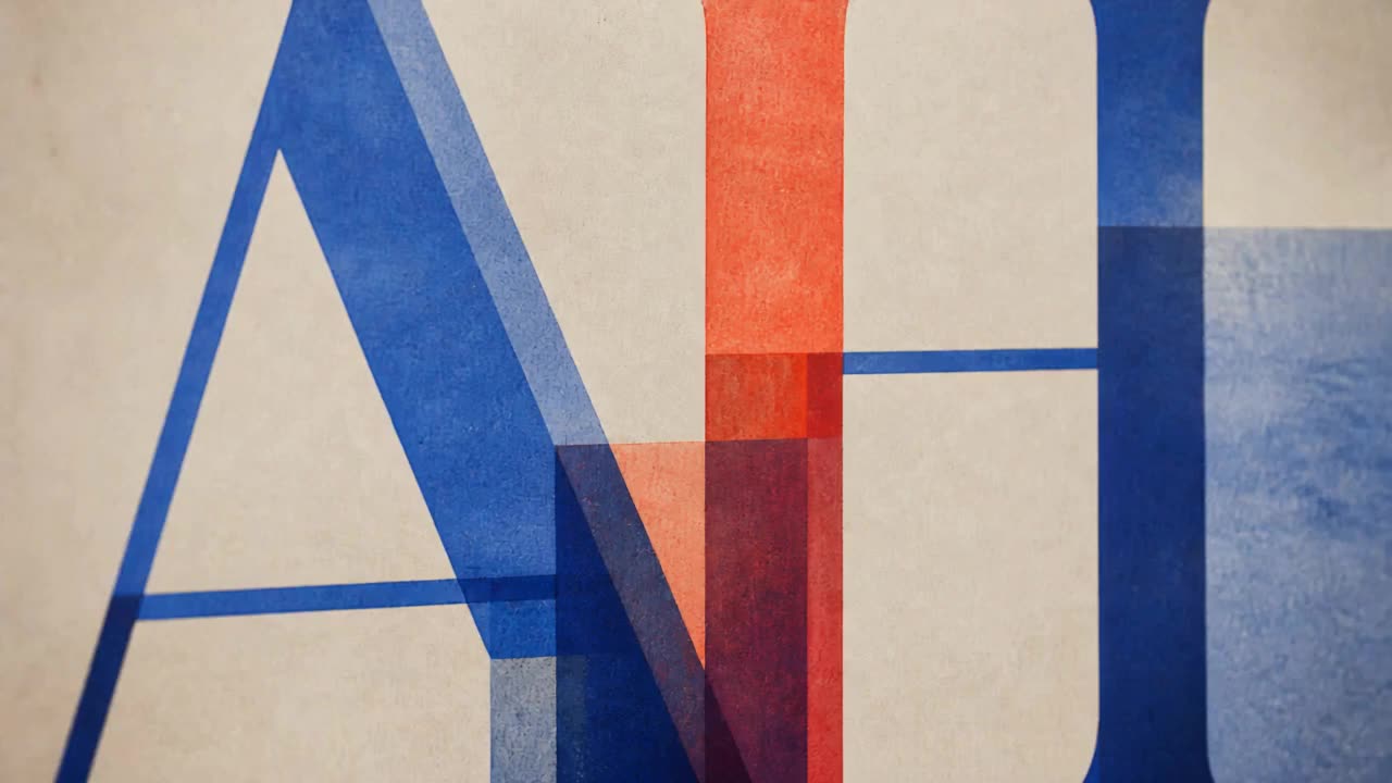 Abstract overlapping serif letterforms A and H, generative still for Andrew Hillman